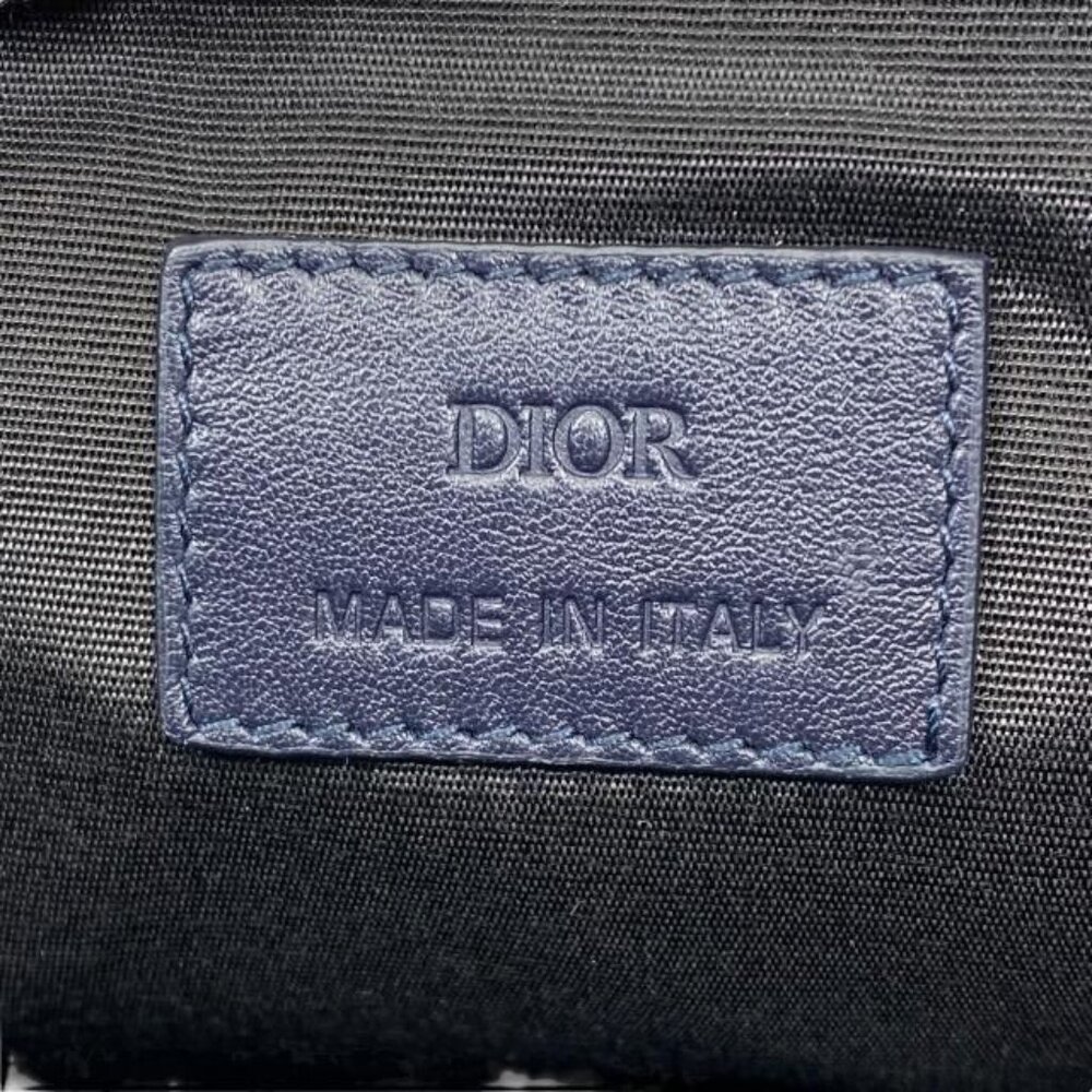 Christian Dior Clutch Bag Second Bag Small Bag Pouch Logo Oblique Nylon Navy - Picture 5 of 5